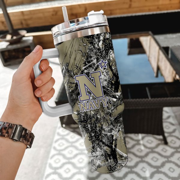 Navy Midshipmen NCAA Hunting Custom Stanley Quencher 30oz-40oz Stainless Steel Tumbler Hot And Cold Tumbler - Image 2