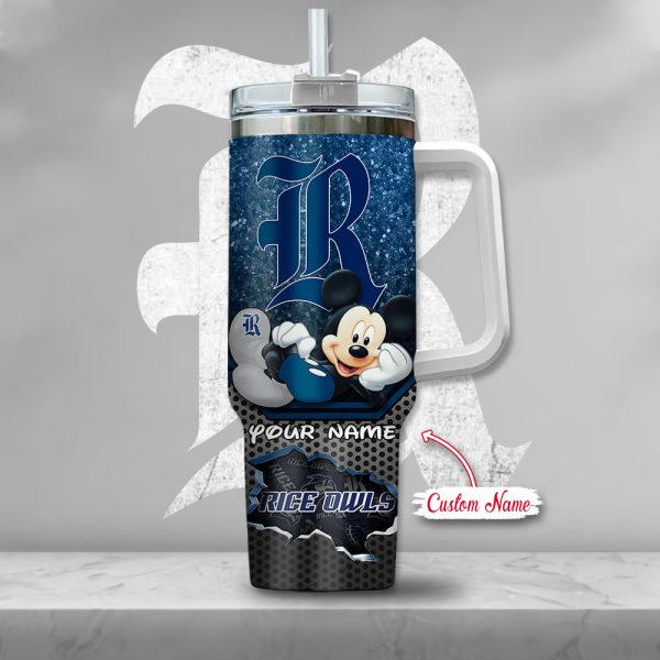 NCAA Rice Owls Mickey Mouse Custom Stanley Quencher 30oz-40oz Stainless Steel Tumbler Hot And Cold Tumbler - Image 2