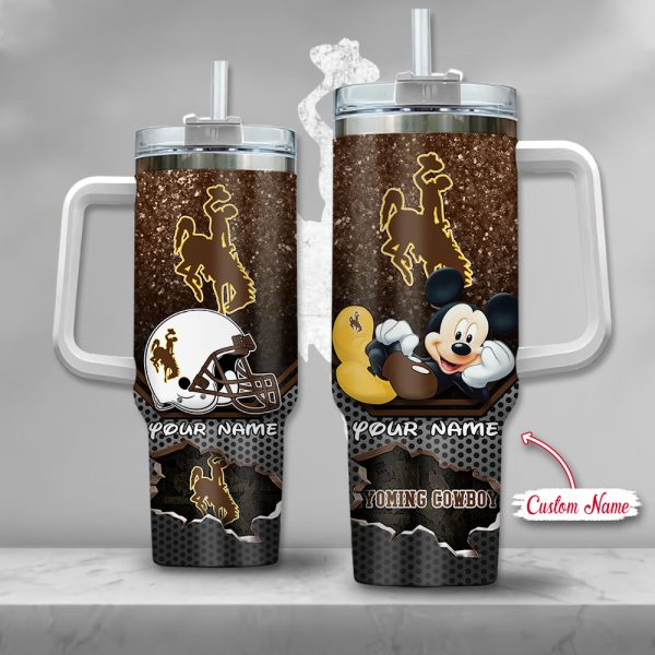 NCAA Wyoming Cowboys Mickey Mouse Custom Stanley Quencher 30oz-40oz Stainless Steel Tumbler Hot And Cold Tumbler