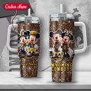 NCAA Wyoming Cowboys Mickey And Minnie Couple Custom Stanley Quencher 30oz-40oz Stainless Steel Tumbler Hot And Cold Tumbler