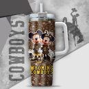 NCAA Wyoming Cowboys Mickey And Minnie Couple Custom Stanley Quencher 30oz-40oz Stainless Steel Tumbler Hot And Cold Tumbler