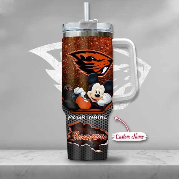 Oregon State Beavers NCAA Mickey Mouse Custom Stanley Quencher 30oz-40oz Stainless Steel Tumbler Hot And Cold Tumbler - Image 2