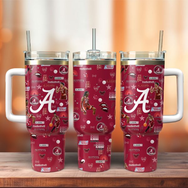 Alabama Crimson Tide Football NCAA Custom Stanley Quencher 30oz-40oz Stainless Steel Tumbler Hot And Cold Tumbler