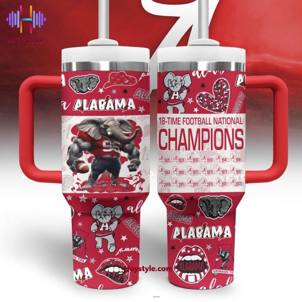 Alabama Crimson Tide Football NCAA Custom Stanley Quencher 30oz-40oz Stainless Steel Tumbler Hot And Cold Tumbler