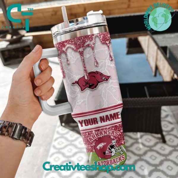 Arkansas Razorbacks NCAA Custom Stanley Quencher 30oz-40oz Stainless Steel Tumbler Hot And Cold Tumbler