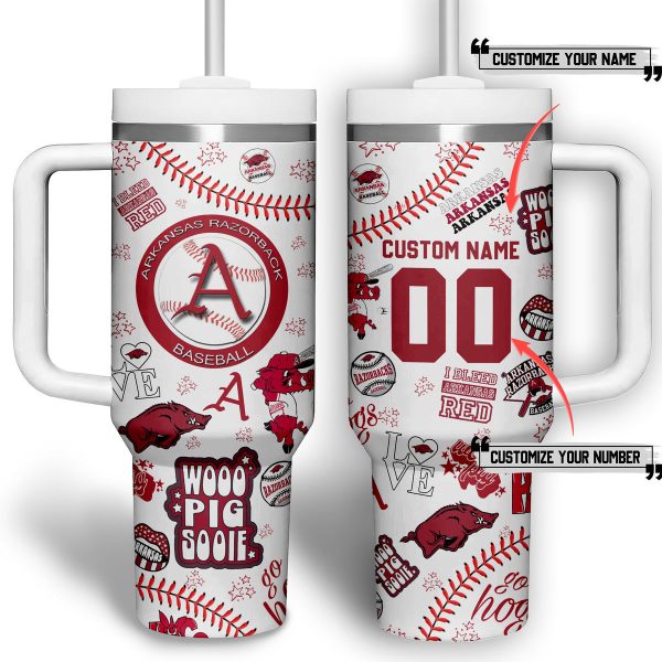 Arkansas Razorbacks basketball NCAA Custom Stanley Quencher 30oz-40oz Stainless Steel Tumbler Hot And Cold Tumbler - Image 2