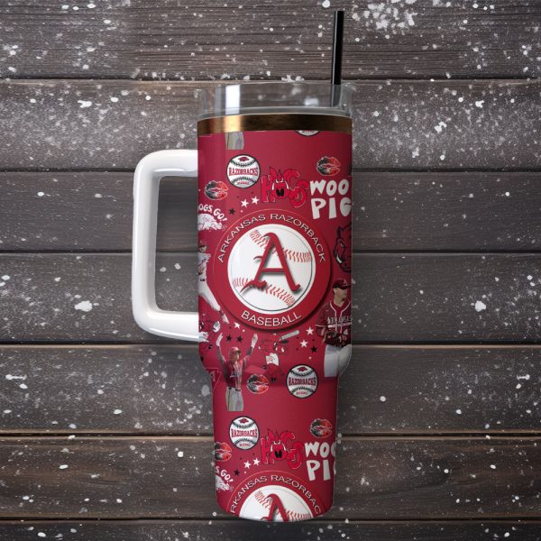Arkansas Razorbacks NCAA Sports Custom Stanley Quencher 30oz-40oz Stainless Steel Tumbler Hot And Cold Tumbler - Image 2