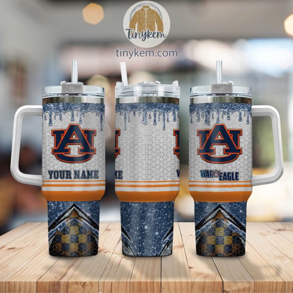 Auburn Tigers Glitter NCAA Custom Stanley Quencher 30oz-40oz Stainless Steel Tumbler Hot And Cold Tumbler - Image 2