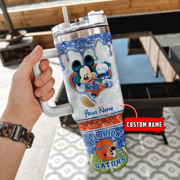 Florida Gators NCAA Mickey Mouse Glitter Custom Stanley Quencher 30oz-40oz Stainless Steel Tumbler Hot And Cold Tumbler - Image 2