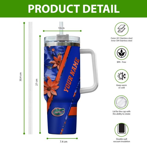 Florida Gators NCAA Custom Stanley Quencher 30oz-40oz Stainless Steel Tumbler Hot And Cold Tumbler - Image 2