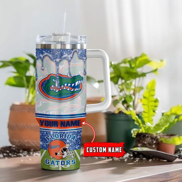 Florida Gators NCAA Glitter Custom Stanley Quencher 30oz-40oz Stainless Steel Tumbler Hot And Cold Tumbler
