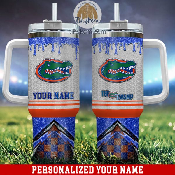 Florida Gators Glitter NCAA Custom Stanley Quencher 30oz-40oz Stainless Steel Tumbler Hot And Cold Tumbler