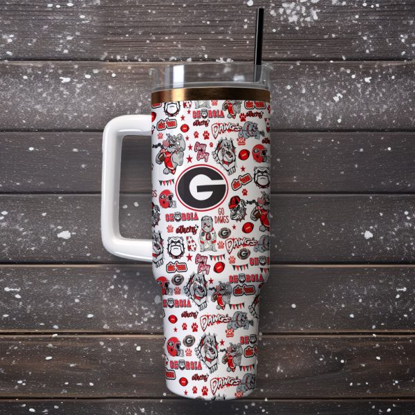 Georgia Bulldogs NCAA Sports Custom Stanley Quencher 30oz-40oz Stainless Steel Tumbler Hot And Cold Tumbler - Image 2