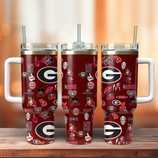 Georgia Bulldogs NCAA Sports Custom Stanley Quencher 30oz-40oz Stainless Steel Tumbler Hot And Cold Tumbler