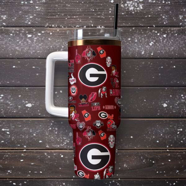 Georgia Bulldogs NCAA Sports Custom Stanley Quencher 30oz-40oz Stainless Steel Tumbler Hot And Cold Tumbler - Image 2