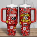 Georgia Bulldogs softball NCAA Custom Stanley Quencher 30oz-40oz Stainless Steel Tumbler Hot And Cold Tumbler