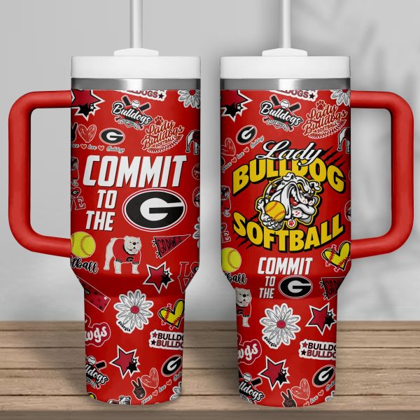 Georgia Bulldogs softball NCAA Custom Stanley Quencher 30oz-40oz Stainless Steel Tumbler Hot And Cold Tumbler