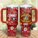Georgia Bulldogs softball NCAA Custom Stanley Quencher 30oz-40oz Stainless Steel Tumbler Hot And Cold Tumbler