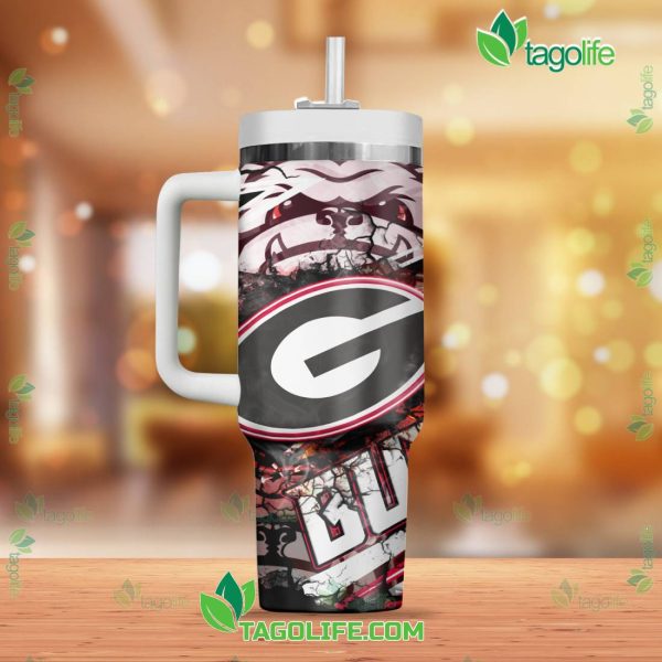 Georgia Bulldogs NCAA Custom Stanley Quencher 30oz-40oz Stainless Steel Tumbler Hot And Cold Tumbler - Image 2