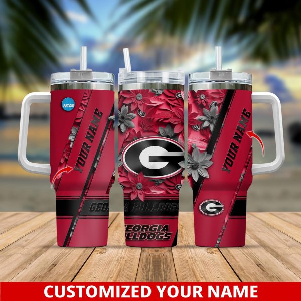 Georgia Bulldogs NCAA Custom Stanley Quencher 30oz-40oz Stainless Steel Tumbler Hot And Cold Tumbler