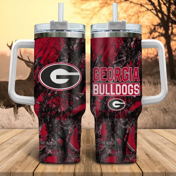 Georgia Bulldogs NCAA Hunting Custom Stanley Quencher 30oz-40oz Stainless Steel Tumbler Hot And Cold Tumbler