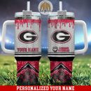 Georgia Bulldogs Glitter NCAA Custom Stanley Quencher 30oz-40oz Stainless Steel Tumbler Hot And Cold Tumbler