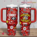 Georgia Bulldogs Softball NCAA Custom Stanley Quencher 30oz-40oz Stainless Steel