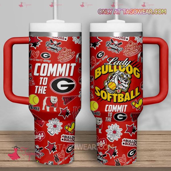 Georgia Bulldogs Softball NCAA Custom Stanley Quencher 30oz-40oz Stainless Steel
