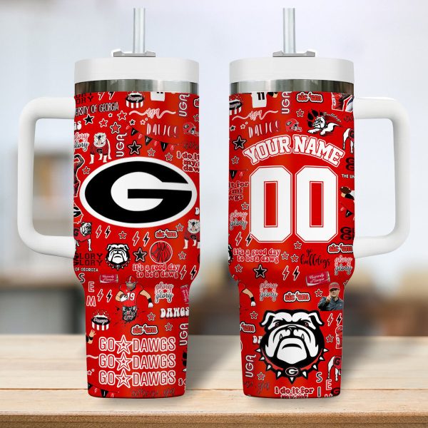 Georgia Bulldogs NCAA Custom Stanley Quencher 30oz-40oz Stainless Steel Tumbler Hot And Cold Tumbler