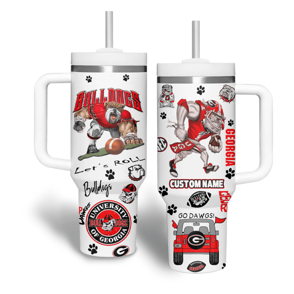Georgia Bulldogs NCAA Custom Stanley Quencher 30oz-40oz Stainless Steel Tumbler Hot And Cold Tumbler