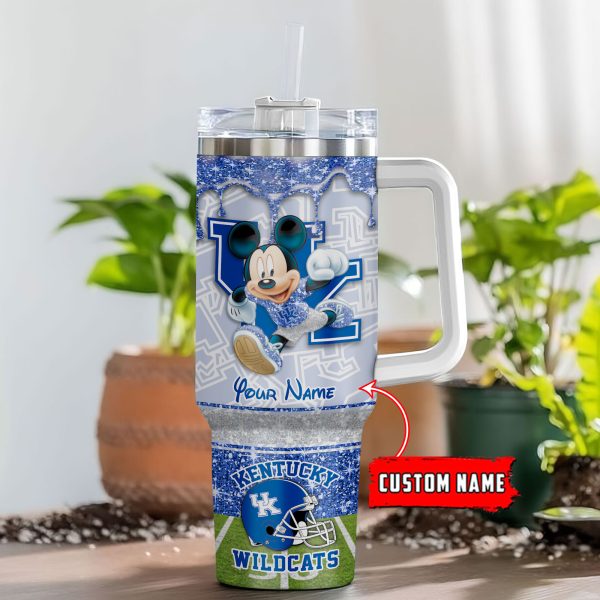 Kentucky Wildcats NCAA Mickey Mouse Glitter Custom Stanley Quencher 30oz-40oz Stainless Steel Tumbler Hot And Cold Tumbler