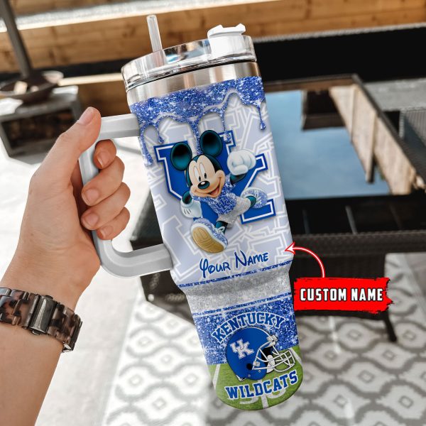 Kentucky Wildcats NCAA Mickey Mouse Glitter Custom Stanley Quencher 30oz-40oz Stainless Steel Tumbler Hot And Cold Tumbler - Image 2