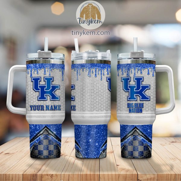 Kentucky Wildcats Glitter NCAA Custom Stanley Quencher 30oz-40oz Stainless Steel Tumbler Hot And Cold Tumbler - Image 2