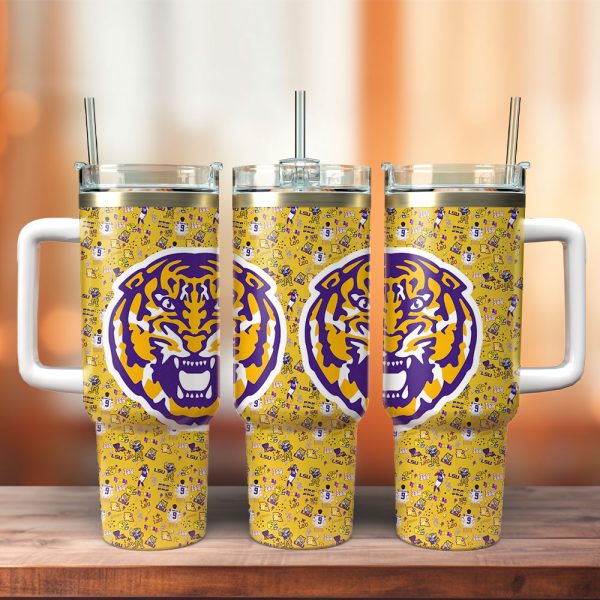 LSU Tigers NCAA Sports Custom Stanley Quencher 30oz-40oz Stainless Steel Tumbler Hot And Cold Tumbler