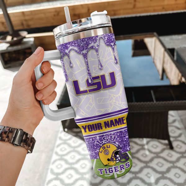LSU Tigers NCAA Glitter Custom Stanley Quencher 30oz-40oz Stainless Steel Tumbler Hot And Cold Tumbler - Image 2