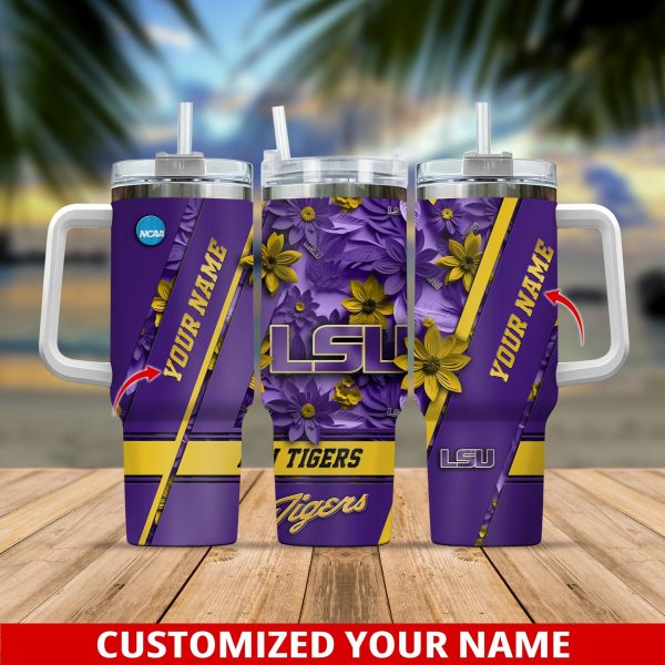 LSU TIGERS NCAA Custom Stanley Quencher 30oz-40oz Stainless Steel Tumbler Hot And Cold Tumbler
