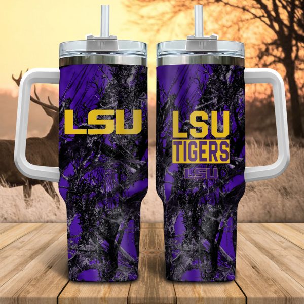 LSU Tigers NCAA Hunting Custom Stanley Quencher 30oz-40oz Stainless Steel Tumbler Hot And Cold Tumbler