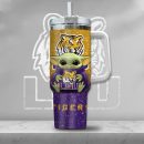 NCAA LSU Tigers Baby Yoda Custom Stanley Quencher 30oz-40oz Stainless Steel Tumbler Hot And Cold Tumbler