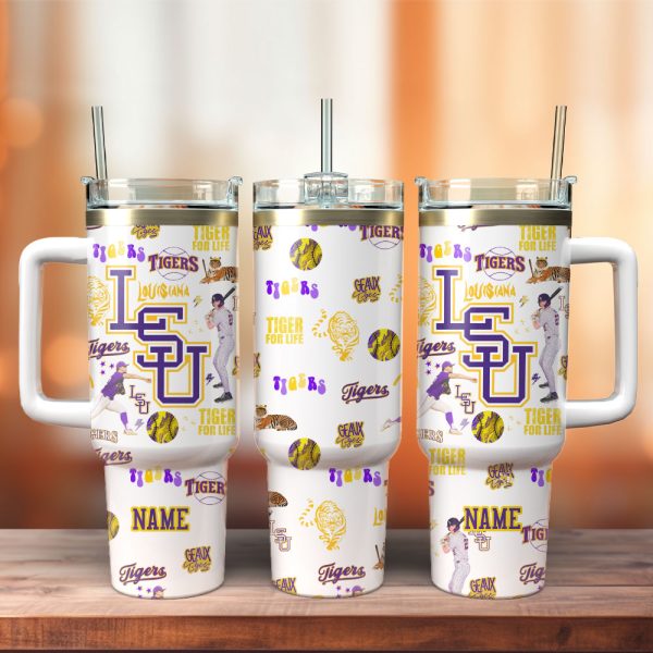 LSU Tigers Baseball NCAA Sport Custom Stanley Quencher 30oz-40oz Stainless Steel Tumbler Hot And Cold Tumbler