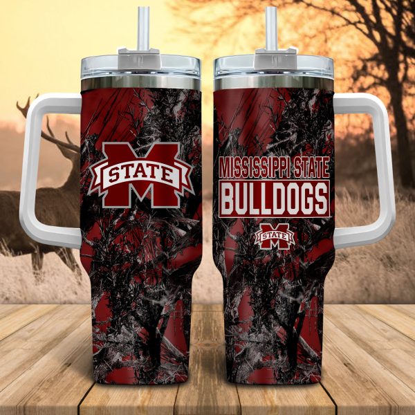 Mississippi State Bulldogs NCAA Hunting Custom Stanley Quencher 30oz-40oz Stainless Steel Tumbler Hot And Cold Tumbler