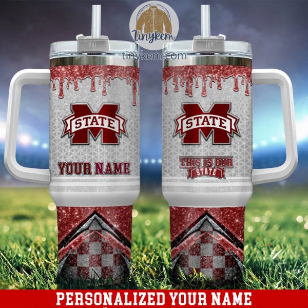 Mississippi State Bulldogs Glitter NCAA Custom Stanley Quencher 30oz-40oz Stainless Steel Tumbler Hot And Cold Tumbler