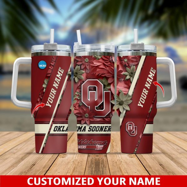 Oklahoma Sooners NCAA Custom Stanley Quencher 30oz-40oz Stainless Steel Tumbler Hot And Cold Tumbler