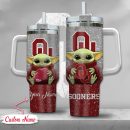 NCAA Oklahoma Sooners Baby Yoda Custom Stanley Quencher 30oz-40oz Stainless Steel Tumbler Hot And Cold Tumbler