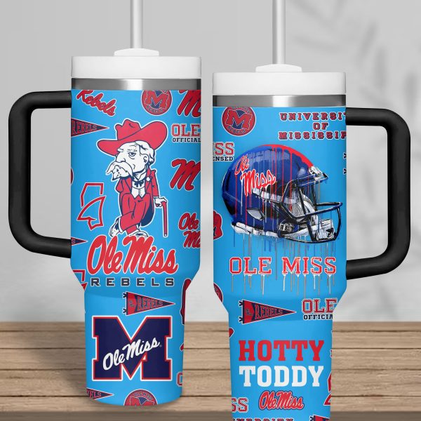Ole Miss Rebels NCAA Custom Stanley Quencher 30oz-40oz Stainless Steel Tumbler Hot And Cold Tumbler