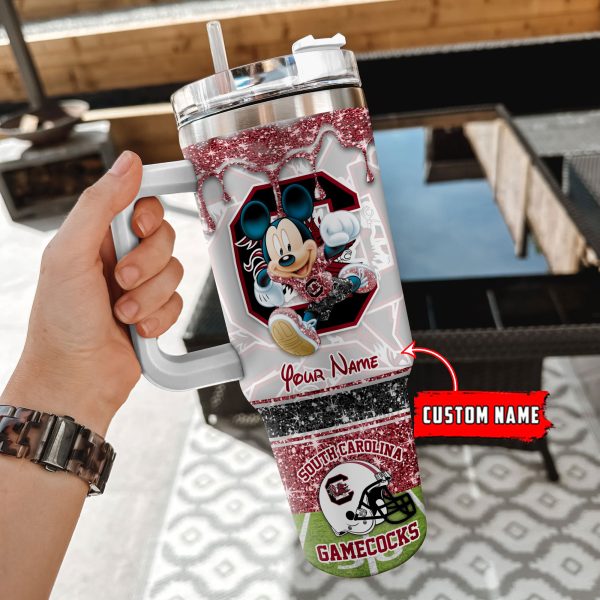 South Carolina Gamecocks NCAA Mickey Mouse Glitter Custom Stanley Quencher 30oz-40oz Stainless Steel Tumbler Hot And Cold Tumbler - Image 2