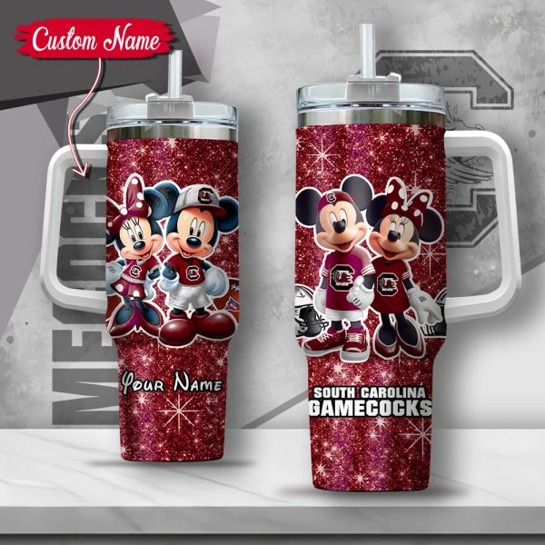 NCAA South Carolina Gamecocks Mickey And Minnie Couple Custom Stanley Quencher 30oz-40oz Stainless Steel Tumbler Hot And Cold Tumbler