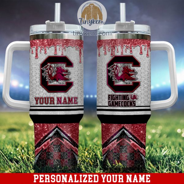 South Carolina Gamecocks Glitter NCAA Custom Stanley Quencher 30oz-40oz Stainless Steel Tumbler Hot And Cold Tumbler