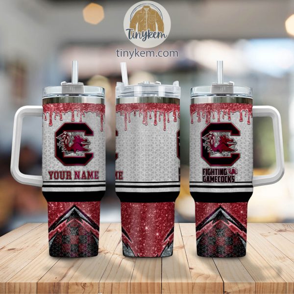 South Carolina Gamecocks Glitter NCAA Custom Stanley Quencher 30oz-40oz Stainless Steel Tumbler Hot And Cold Tumbler - Image 2