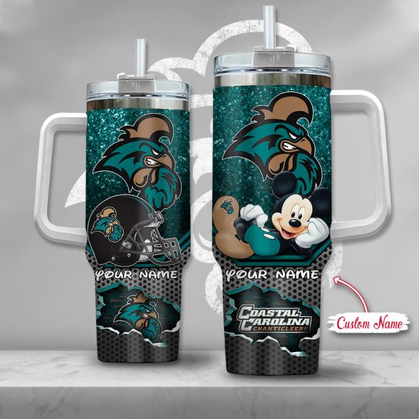 Coastal Carolina Chanticleers NCAA Mickey Mouse Custom Stanley Quencher 30oz-40oz Stainless Steel Tumbler Hot And Cold Tumbler