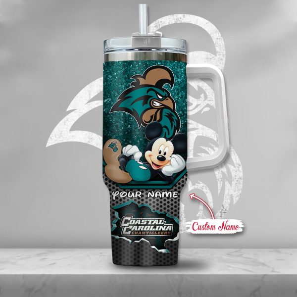 Coastal Carolina Chanticleers NCAA Mickey Mouse Custom Stanley Quencher 30oz-40oz Stainless Steel Tumbler Hot And Cold Tumbler - Image 2
